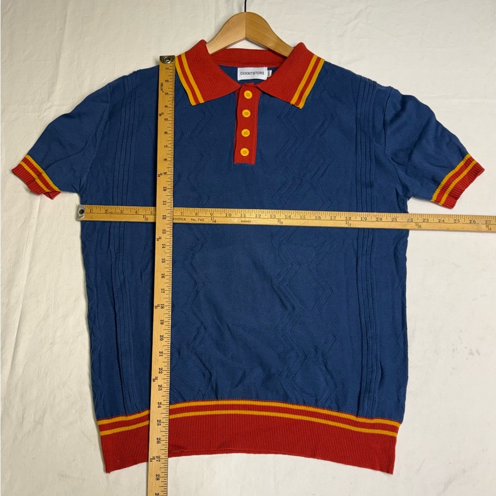 OXKNIT Store Knit Polo Shirt Men’s size Large Retro 60s 70s Mod Style - Picture 4 of 7